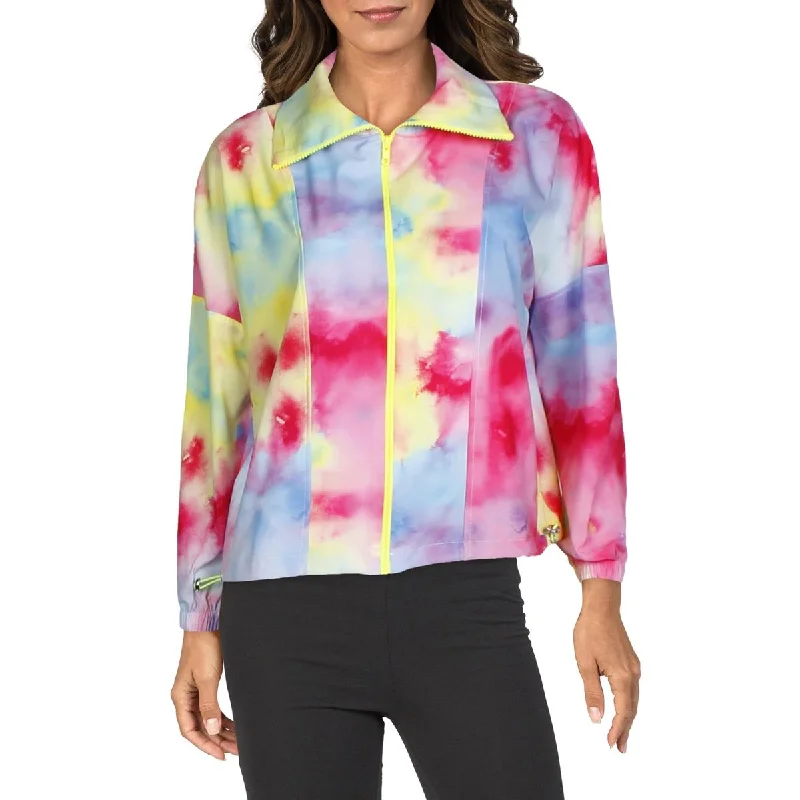 Price Buster Terez Women's Tie-Dye Print Paneled Full Zip Windbreaker Jacket