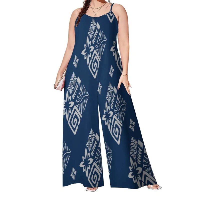 Deal Mania wholesale high quality polyester cotton polynesian romper women summer casual sleeveless jumpsuit oversized tribal rompers Deal Mania wholesale high quality polyester cotton polynesian romper women summer casual sleeveless jumpsuit oversized tribal rompers