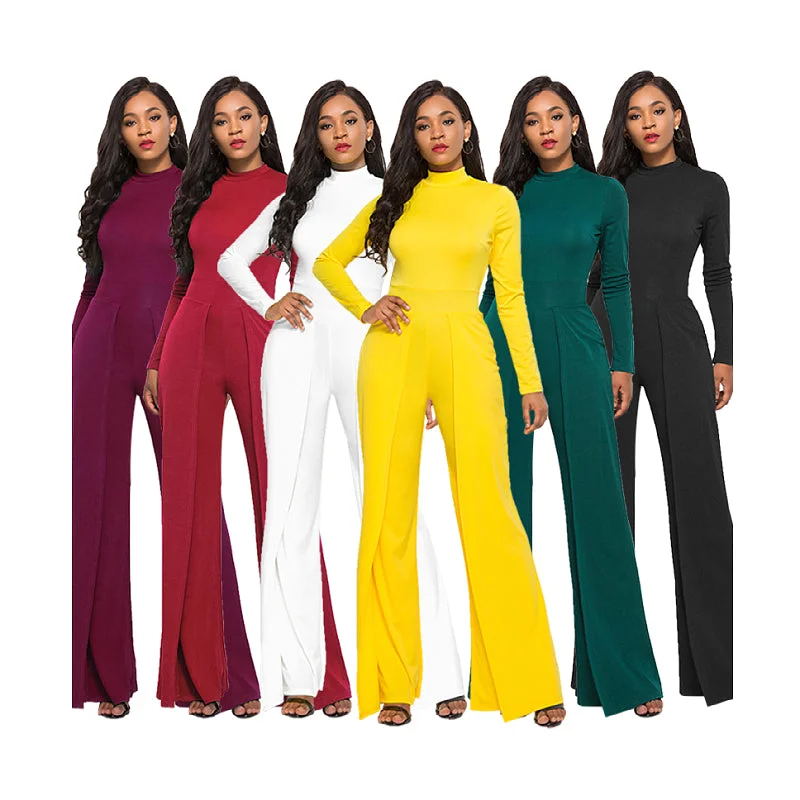 Seasonal Sale women's office clothes O neck long sleeve urban casual ladies romsuit wide leg pants are irregular one piece women jumpsuits Seasonal Sale women's office clothes O neck long sleeve urban casual ladies romsuit wide leg pants are irregular one piece women jumpsuits