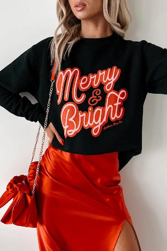 Overstock Always "Merry And Bright" Graphic Sweatshirt (Black)