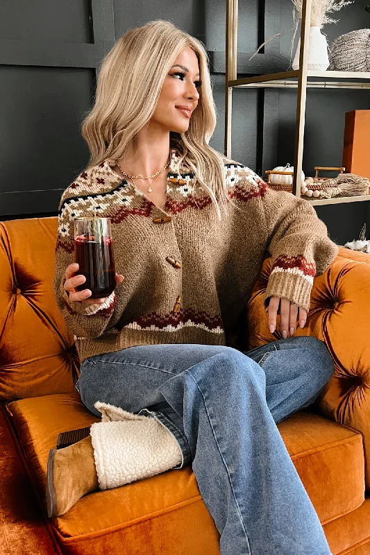 Mega Sale Bavarian Beauty Fair Isle Cardigan (Brown Combo)
