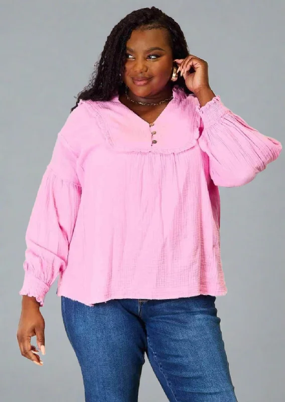 Discount Deals Double Take Notched Neck Button Up Blouse
