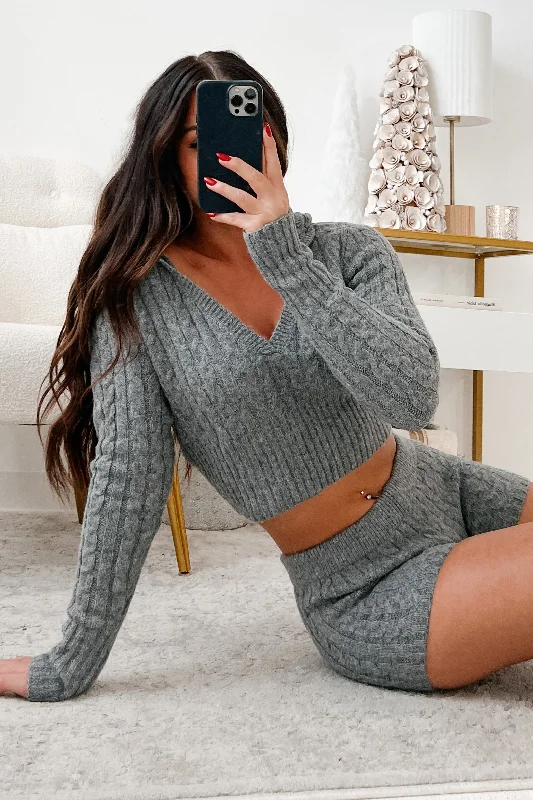 Bonus Savings Certain Comforts Cable Knit Lounge Set (Heather Grey)