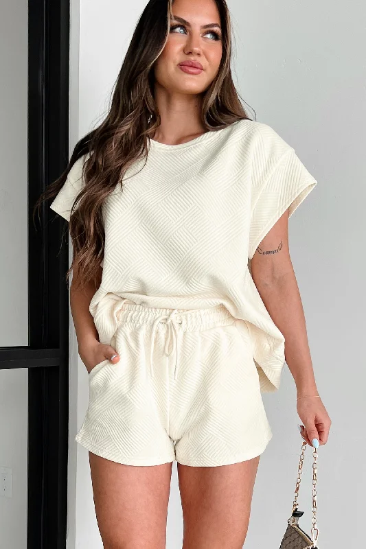 Great Bargains Cool & Collected Oversized Geometric Top (Cream)