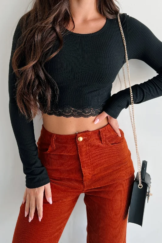 Take Advantage Delicate Daze Lace Hem Top (Black)