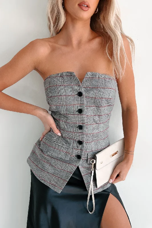 Elite Class Strapless Plaid Top (Multi)