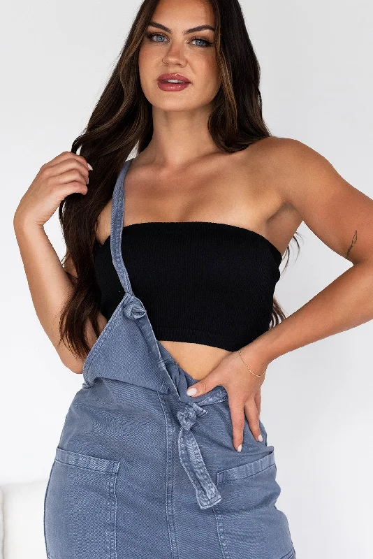 Deal Dash Elvin Ribbed Tube Top (Black)
