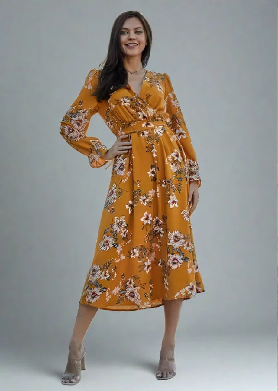 Savings Alert Double Take Tie Back Flounce Sleeve Floral Dress