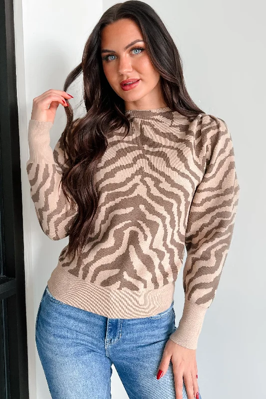 Price Cut Gone To Far Animal Print Sweater (Beige/Olive)