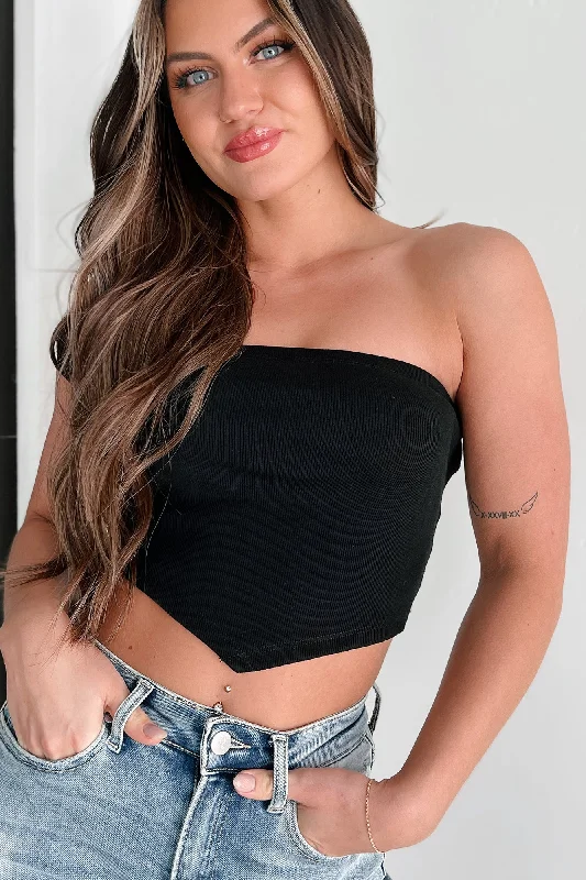 Bargain Prices I Won't Compromise Ribbed Bandana Tube Top (Black)
