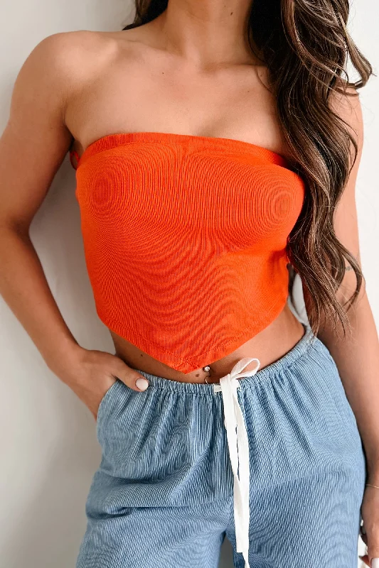 Weekend Special I Won't Compromise Ribbed Bandana Tube Top (Tangelo)