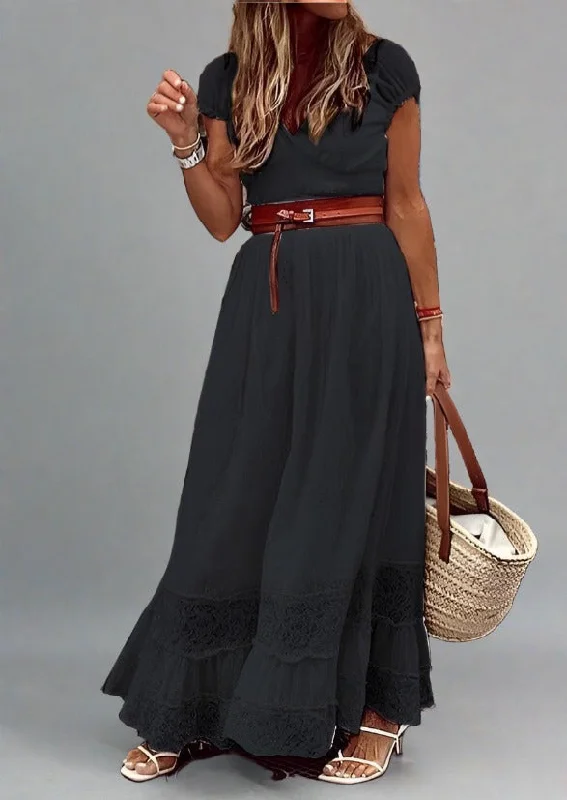 Savings Bonanza Lace Long Stitching Elegant Maxi Dress