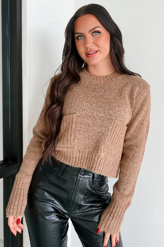 Exclusive Savings Learning My Worth Pocket Detailed Sweater (Taupe)