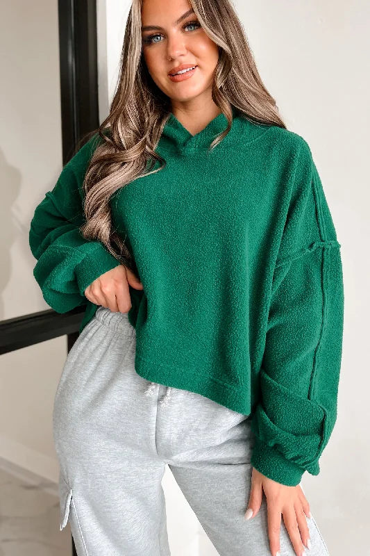 Buy More, Save More Left On Read Sherpa Fleece Crop Hoodie (Pine Green)