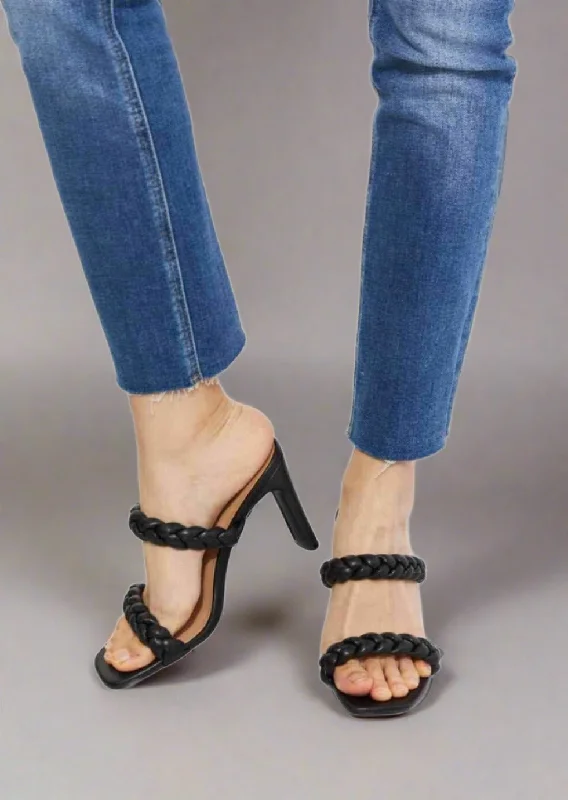 Buy Now MMShoes In Love Double Braided Block Heel Sandal in Black