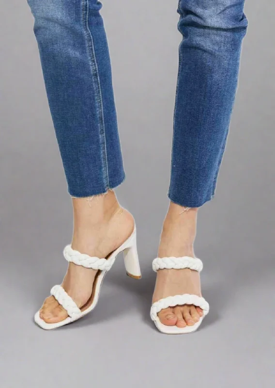 Bargain Prices MMShoes In Love Double Braided Block Heel Sandal in White