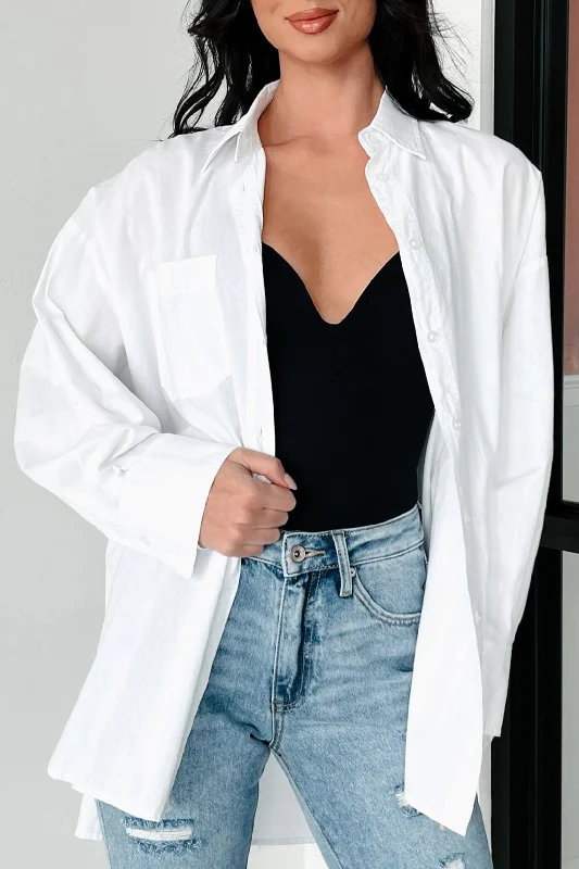 Modernly Classic Oversized Button-Up Shirt (White)