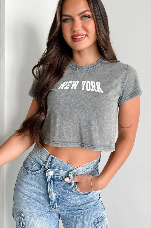 The Best Prices New York Niceties Graphic Crop Tee (Washed Navy)