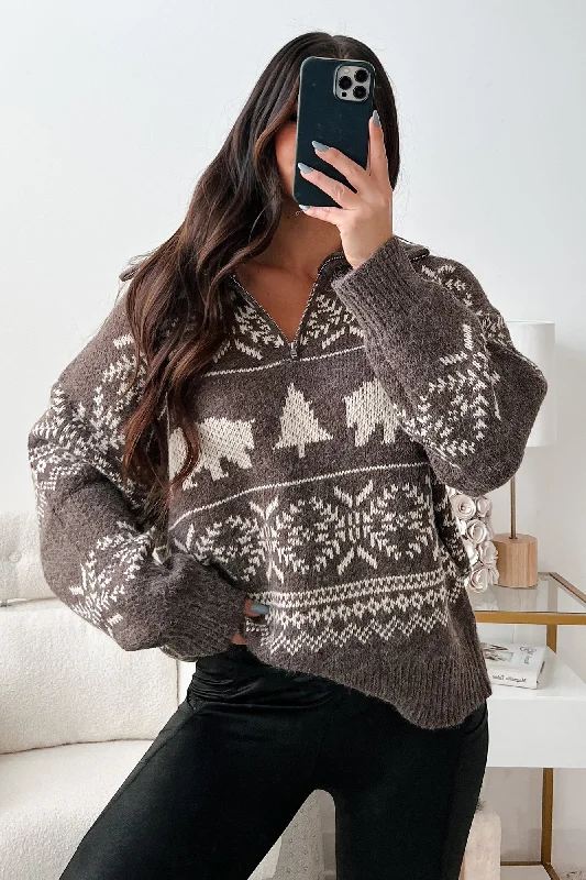 YEAR-End Sale Northern Winters Fair Isle Sweater (Brown/Beige)