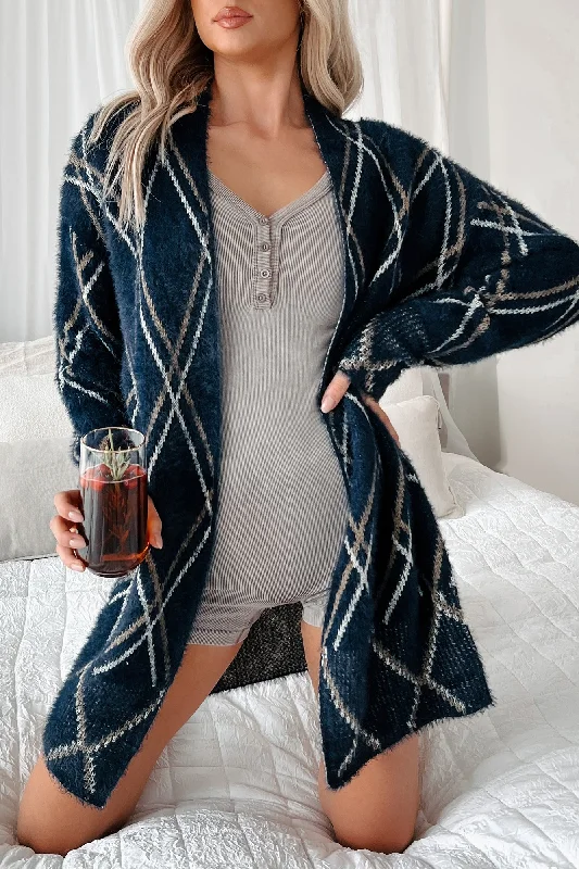 Today’s Special Path To Self-Discovery Fuzzy Cardigan (Navy)