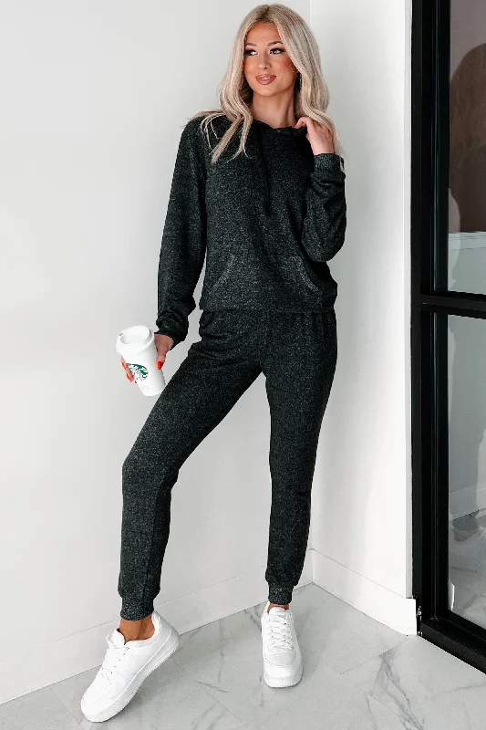 Price Drop DOORBUSTER Peregrine Fuzzy Knit Hoodie & Jogger Set (Charcoal)