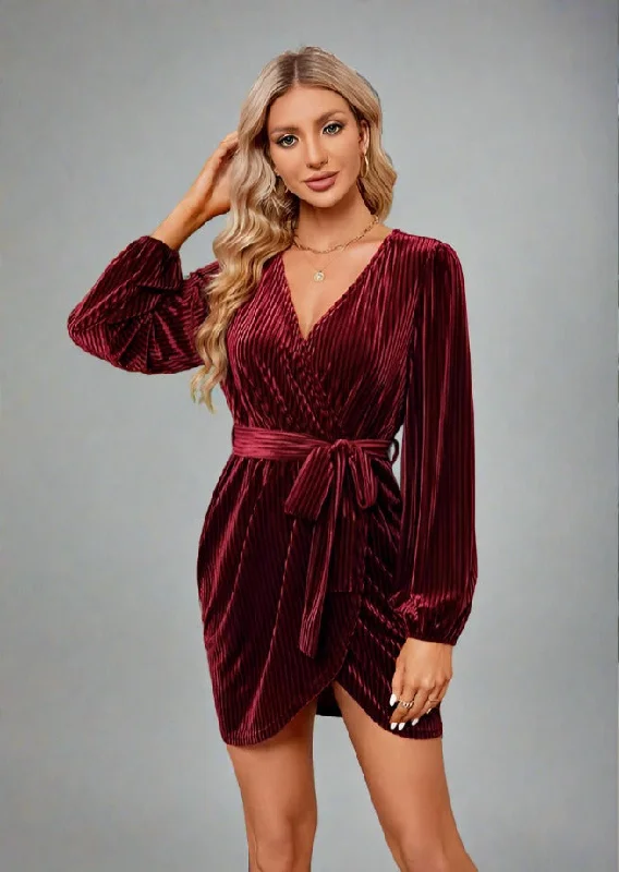 TIME-Limited Offer Ribbed Tie Front Mini Dress