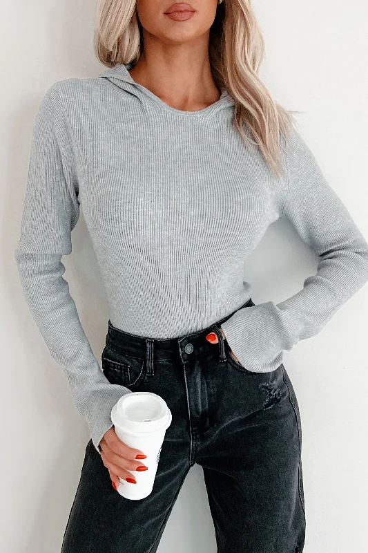 Sale Event Sayer Hooded Sweater Bodysuit (Heather Grey)