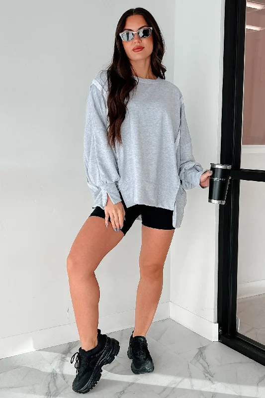 Discount Extravaganza Solo Journey Oversized Long Sleeve Top (Heather Gray)