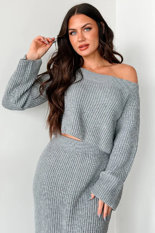 Savings Bonanza Something To Remember Off The Shoulder Sweater (Heather Grey)
