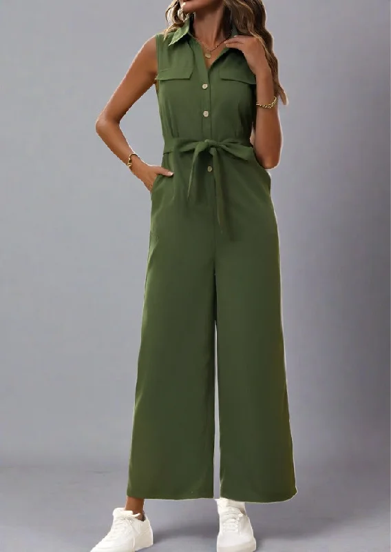 Tie Waist Sleeveless Wide Leg Jumpsuit