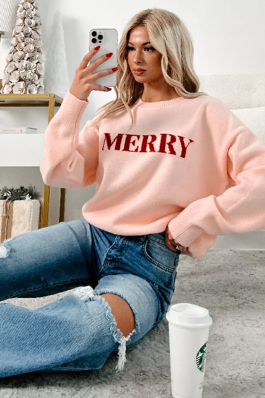 Can't Be Beat True Merriment "Merry" Sweater (Blush/Red)