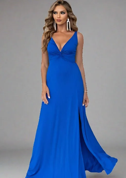 Epic Deals Twisted Slit Plunge Maxi Dress