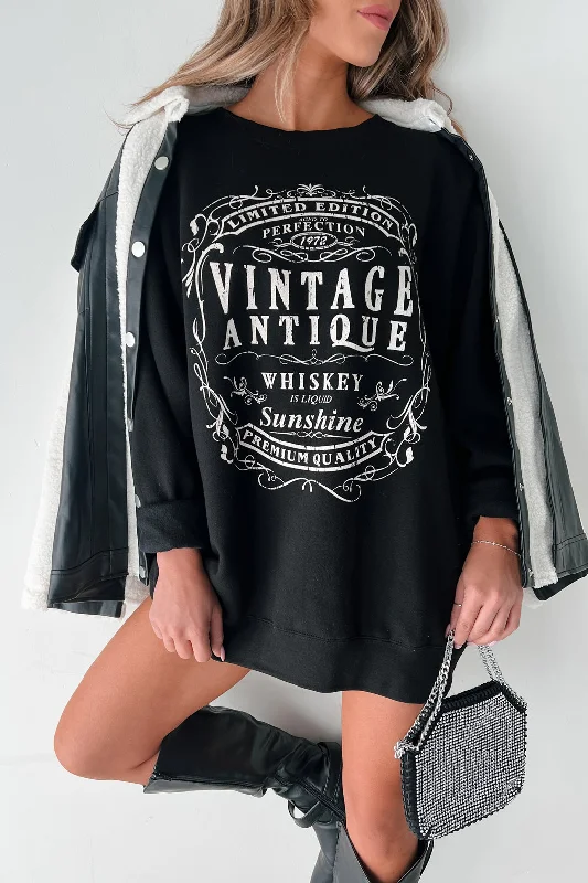 YEAR-End Clearance "Vintage Antique Whiskey" Graphic Sweatshirt (Black)