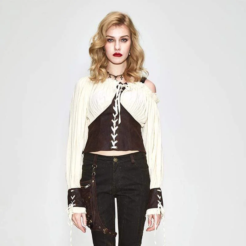 Blowout Sale Women's Denim Laced Punk Shirt