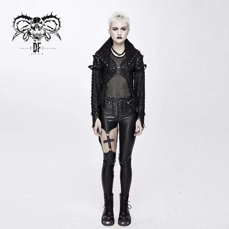 Limited Time Offer Women's Goth Rivets Ripped Jackets