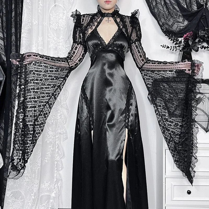 Super Deal Women's Gothic Flared Sleeved Ruffled Lace Cape