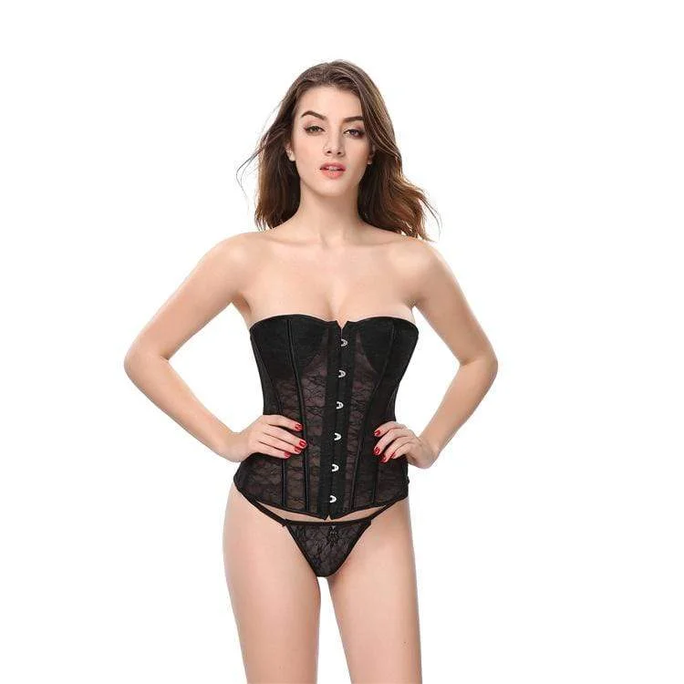 Seasonal Sale Women's Gothic Floral Lace Overbust Corsets With T-back