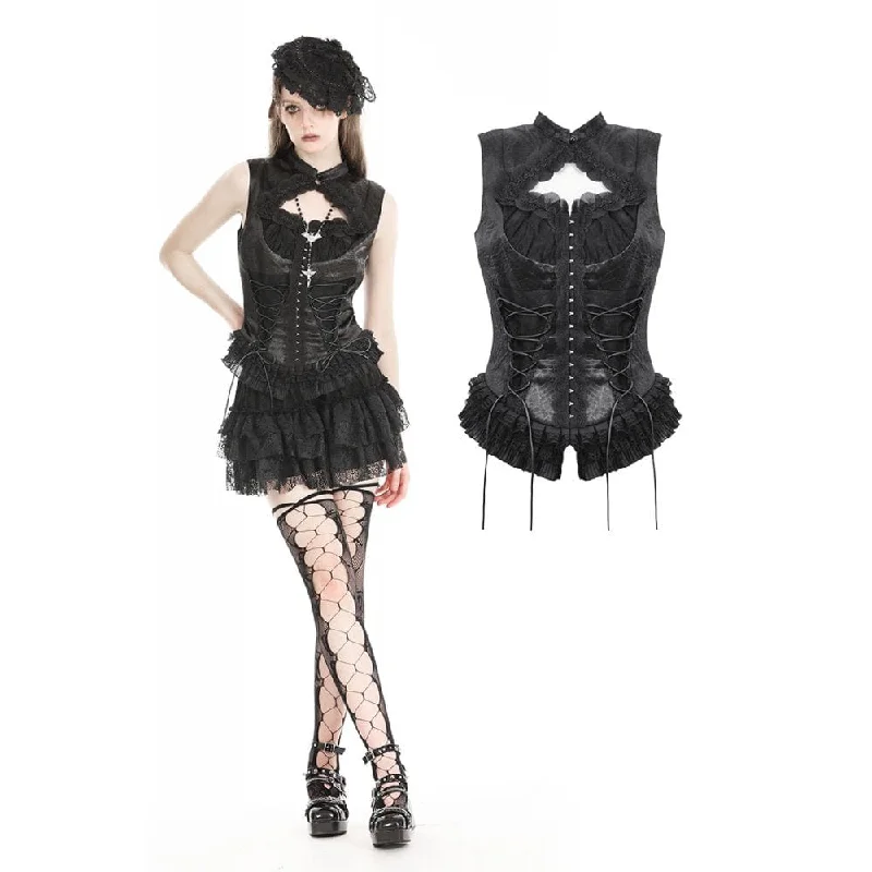 Buy More, Save More Women's Gothic Lace Splice Lace-up Vest