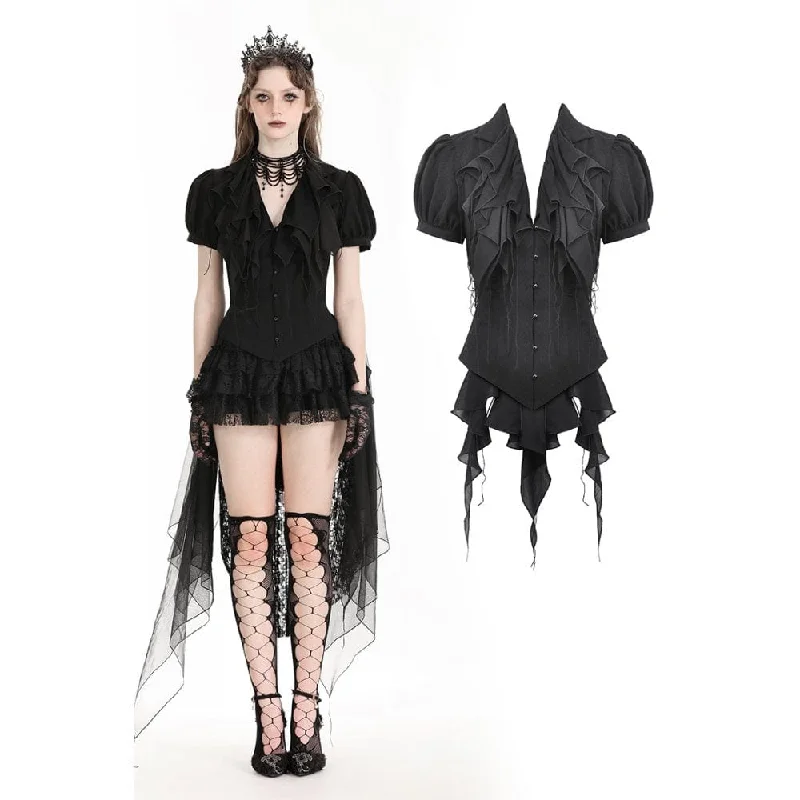 Final Markdown Women's Gothic Plunging Puff Sleeved Shirt