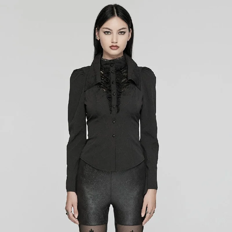 Women's Gothic Puff Sleeved Lace Splice Shirt