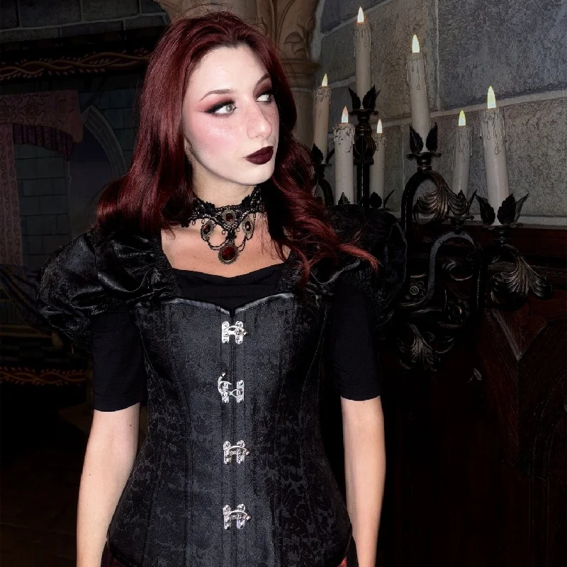 Price Rollback Women's Gothic Puff Sleeved Lace-up Boned Overbust Corset