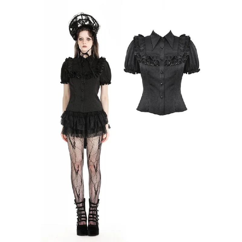 Deep Discounts Women's Gothic Puff Sleeved Ruffled Shirt