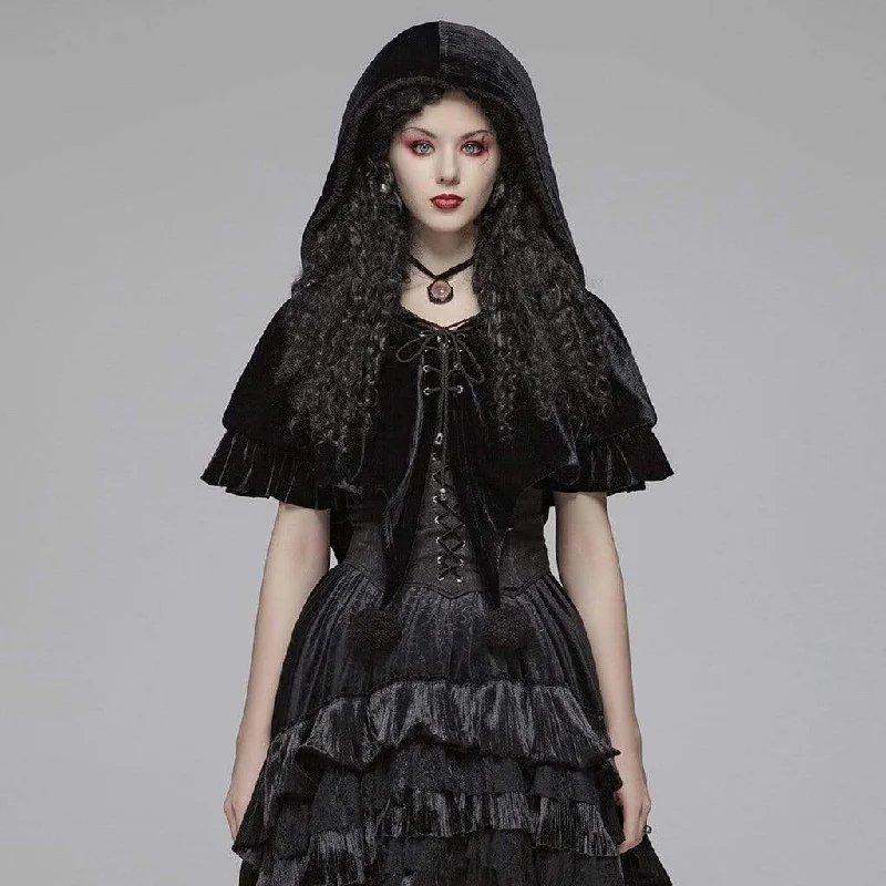 Can't Miss Women's Lolita Witch Hooded Velvet Short Cloak