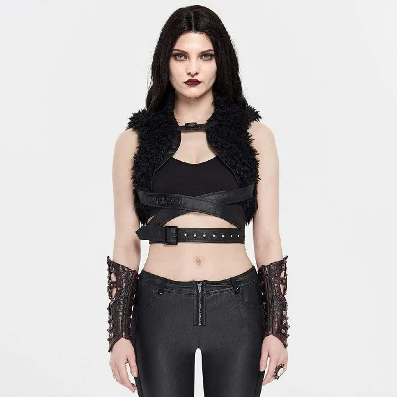 Bargain Prices Women's Punk Buckle-up Short Stand Collar Waistcoats