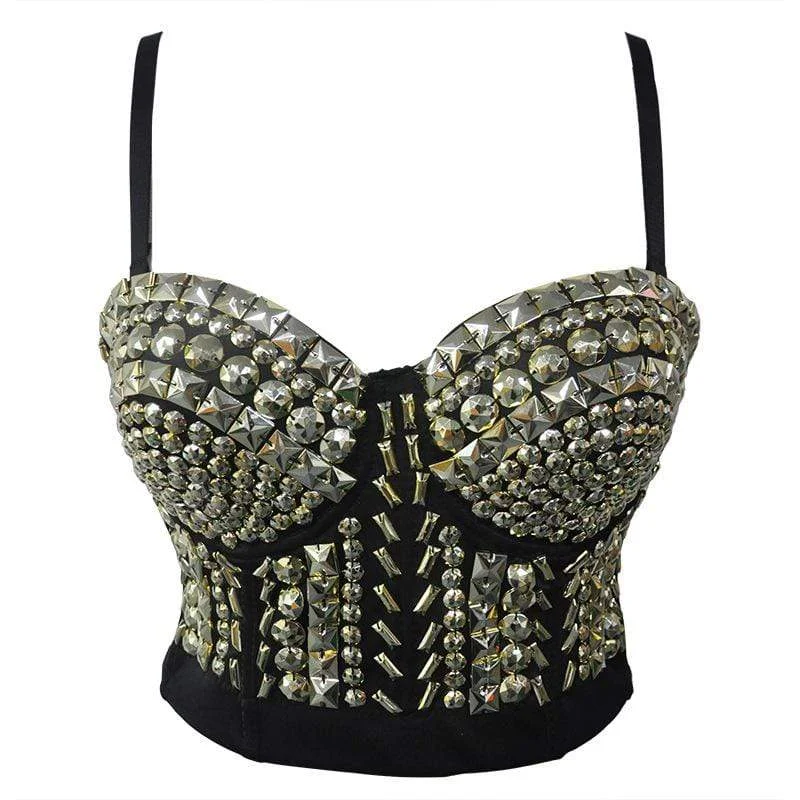 Closeout Sale Women's Punk Golden Bustiers With Beading