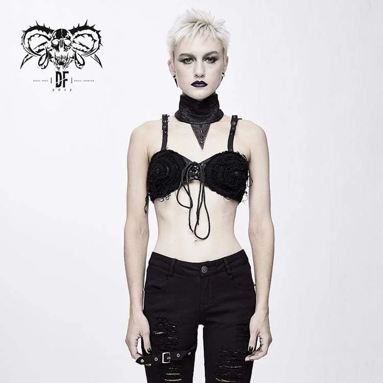 Overstock Sale Women's Punk Lacing Bustier Tops With Rivets Collar