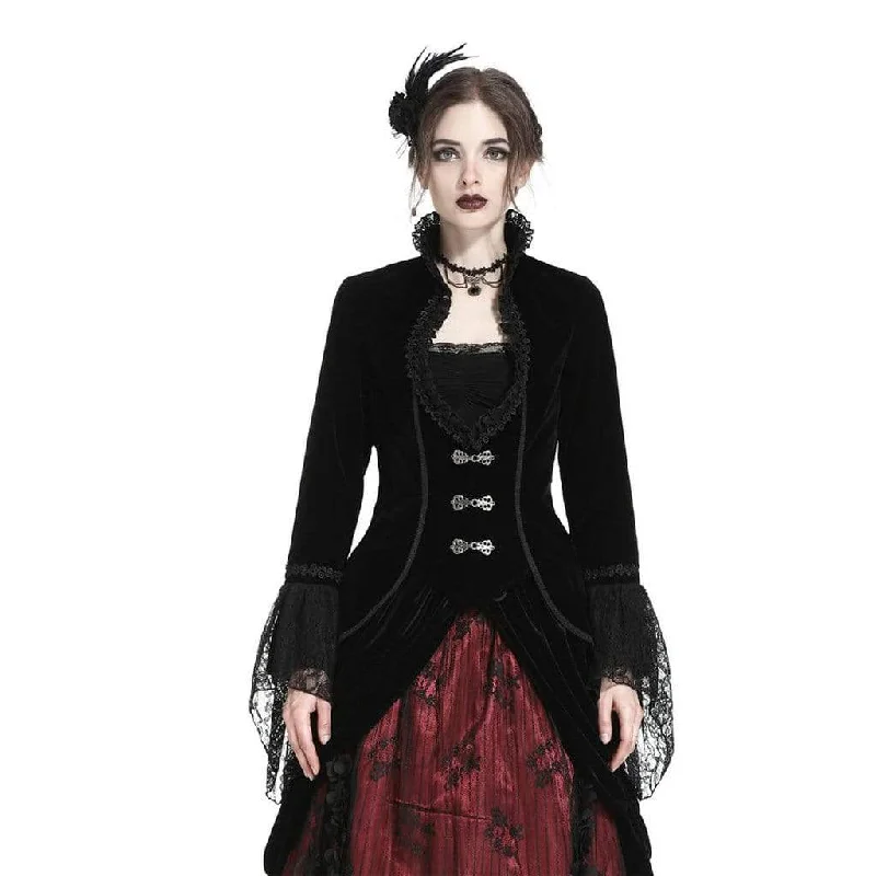 Price Break Women's Velour & Lace fitted Goth Jacket