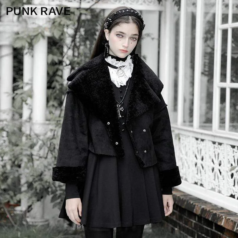 Blowout Sale Women's Vintage Gorgeous Downy Collar Short Coat With Belt