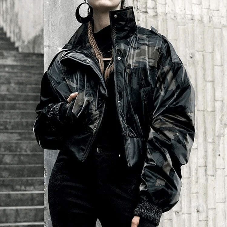 Clearance Sale Women's Warm High Neck Camouflage Jackets