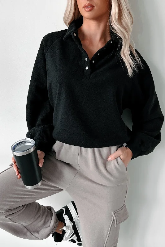 Price Rollback Working Remotely Fleece Pullover Top (Black)